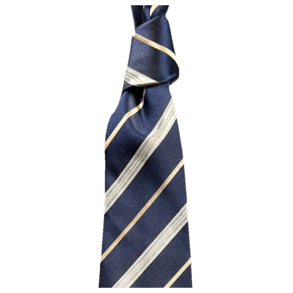 Tasso Elba Men's Blue 100% Silk Striped Classic Neck Tie Size 57"